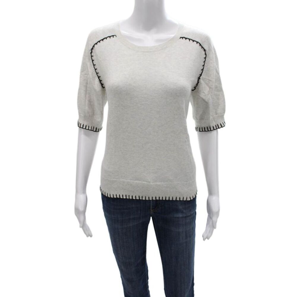 Notshy Womens Pullover Sweater Gray Crew Neck Short Sleeve Cashmere Size S
